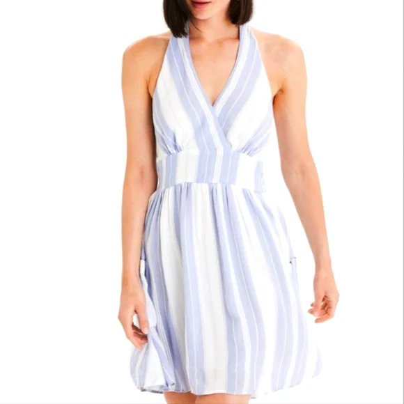 American Eagle Outfitters | Dresses | American Eagle Periwinkle And White  Striped Halter Minidress Size Small | Poshmark